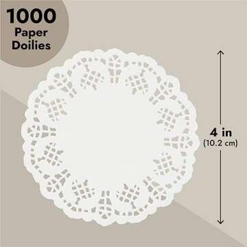 Juvale 1000 Pack White 4 Inch Paper Lace Doilies for Desserts, Weddings, Baby Showers, Table Decor