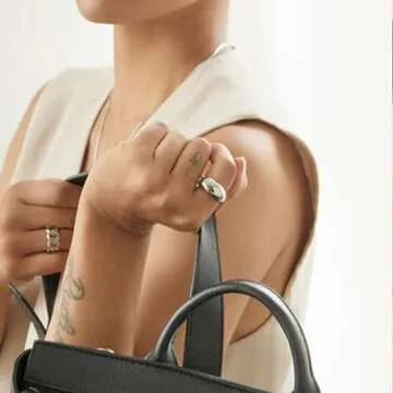 NOKMIT Chunky Dome Rings for Women - 14K Gold Filled Jewelry