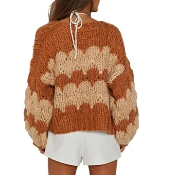 Women Y2K Crochet Cardigan Sweater Crop Long Sleeve