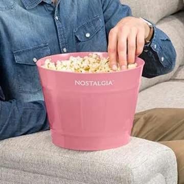 Nostalgia Hot Air Electric Popcorn Bucket with Lid, 24 Cup, Healthy Oil Free Popcorn