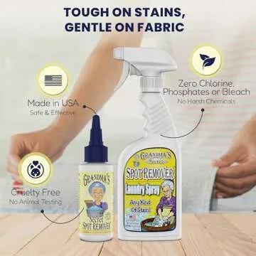 Grandma's Secret Spot Remover Laundry Spray - Chlorine, Bleach and Toxin-Free Stain Remover - Stain Remover for Clothes - Fabric Stain Remover Removes Oil, Paint, Blood and Pet Stains - 16 Oz, 2 Pack