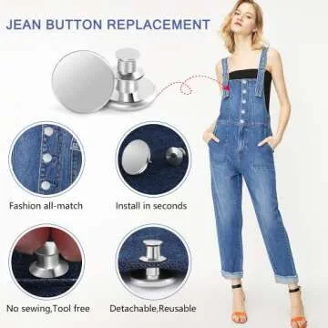 Ceryvop 12 Sets Adjustable Buttons for Loose Jeans Pants, Too Big Snap Tack Replacement