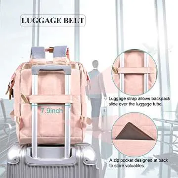 Keyron Laptop Backpack 15.6 Inch Wide Open Computer Backpack Laptop Bag College Rucksack Water Resistant Business Travel Backpack Multipurpose Casual Daypack with USB Charging Port for Women,Pink