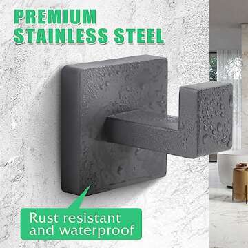 Fenas Towel Hooks Robe Hook Coat Hook Stainless Steel Heavy Duty Bathrooms Square Hooks Wall Mounted...