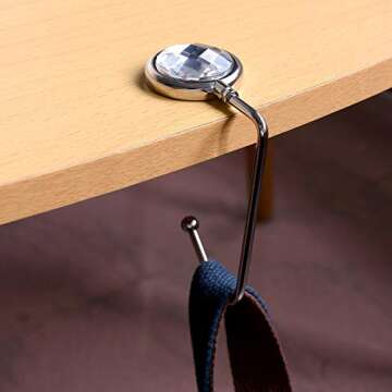 Thyores 2 Pack Metal Purse Hook Hanger, Purse Table Hook Holder Bag Hanger, Handbag Storage Decor Table Hook for Women