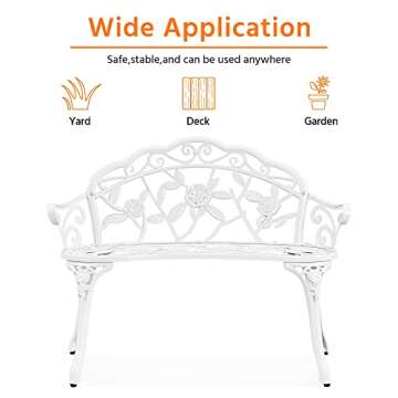 Yaheetech Patio Garden Bench Park Bench Outdoor Benches, Aluminium Patio Yard Bench for Outdoor Porch, Lawn, Balcony, Backyard