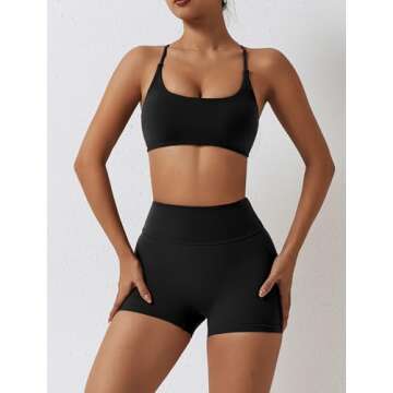 ABOCIW 2 Piece Outfits for Women Workout Sets Criss Cross Back Strappy Sports Bra Scrunch Butt lifti...