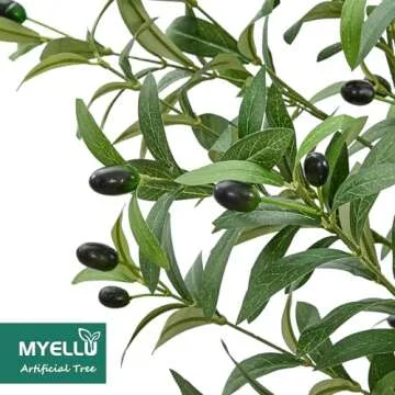 MYELLU 7FT Olive Tree Artificial Plant Decor - Tall Fake Tree for Home Decor Faux Plant Indoor 2000 Leaves Artificial Olive Tree for Living Room Bedroom Office Live Streams Decorative Modern Greenery