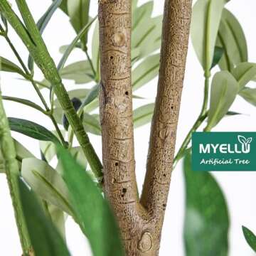 MYELLU 7FT Olive Tree Artificial Plant Decor - Tall Fake Tree for Home Decor Faux Plant Indoor 2000 Leaves Artificial Olive Tree for Living Room Bedroom Office Live Streams Decorative Modern Greenery