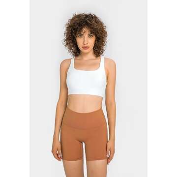 altiland Strappy Sports Bra for Women with Back Closure Padded Criss Cross Workout Yoga Top (White, X-Small)