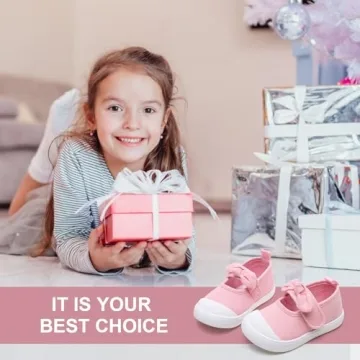 GENGASUN Toddler Girl's Canvas Sneakers with Bowknot
