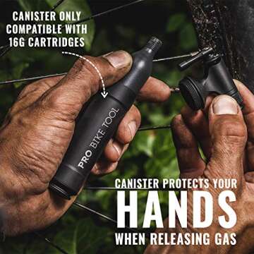 Pro Bike Tool Co2 Inflator with Storage Cartridge Can Quick, Easy & Safe - for Presta & Schrader - Bike Tyre Pump for Road & Mountain Bike - Co2 Cartridges Not Included