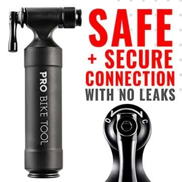 Pro Bike Tool Co2 Inflator with Storage Cartridge Can Quick, Easy & Safe - for Presta & Schrader - Bike Tyre Pump for Road & Mountain Bike - Co2 Cartridges Not Included