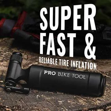 Pro Bike Tool Co2 Inflator with Storage Cartridge Can Quick, Easy & Safe - for Presta & Schrader - Bike Tyre Pump for Road & Mountain Bike - Co2 Cartridges Not Included
