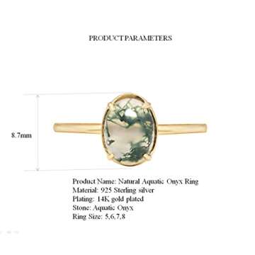 KIOYDISE Elegant Natural Moss Agate Gemstone Ring for Women