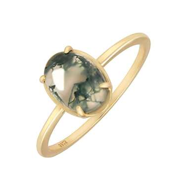 Elegant KIOYDISE Moss Agate Ring in Sterling Silver