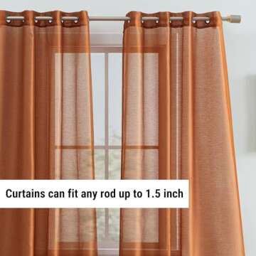 HLC.ME Premium Semi Sheer Voile Curtain Panels 54" W