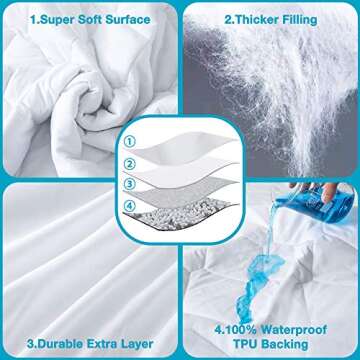 Lunsing Full Size Waterproof Mattress Protector - Soft Noiseless Pad with Deep Pockets