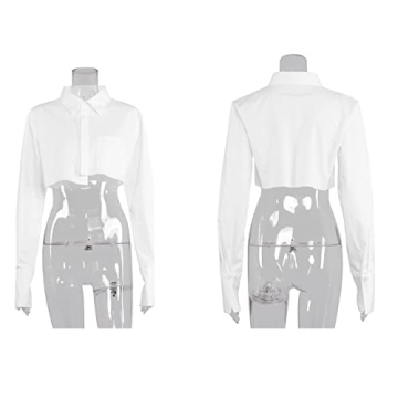 Stylish SAFRISIOR Button Down Crop Shirt for Women