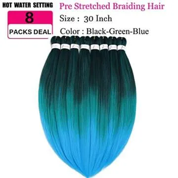 Pre stretched Braiding Hair 30 Inch 8 Packs Professional Hair Extensions Synthetic Braid Hair Croche...