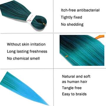Pre stretched Braiding Hair 30 Inch 8 Packs Professional Hair Extensions Synthetic Braid Hair Crochet Braids Soft Yaki Texture Hot Water Setting(30",mixed black & green & blue)