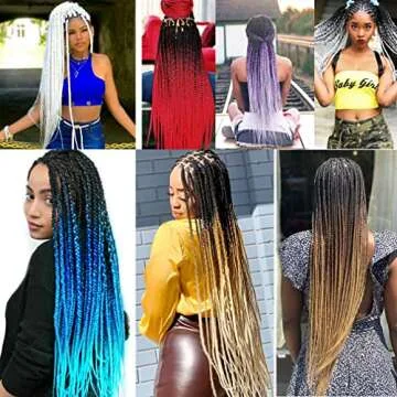 Pre stretched Braiding Hair 30 Inch 8 Packs Professional Hair Extensions Synthetic Braid Hair Crochet Braids Soft Yaki Texture Hot Water Setting(30",mixed black & green & blue)