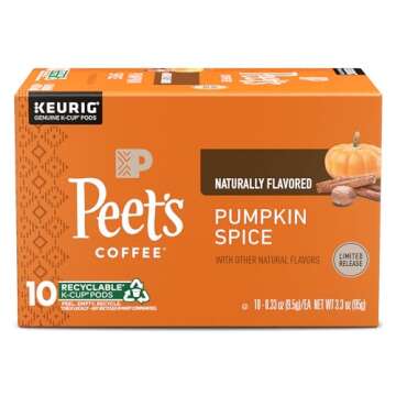 Peet’s Coffee, Pumpkin Flavored - 10 K-Cup Pods for Keurig Brewers (1 Box of 10 K-Cup Pods)