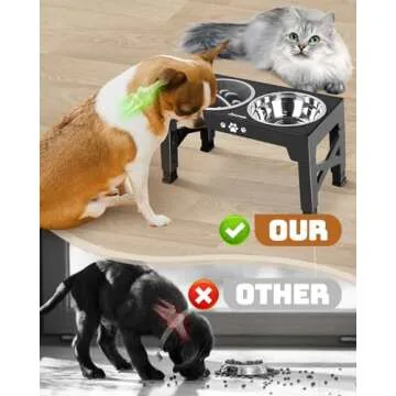 Jovrun Elevated Dog Bowls - 2 Stainless Steel Bowls & 1 Slow Feeder, Adjustable Height Stand for Medium Large Dogs, Non-Slip Feet