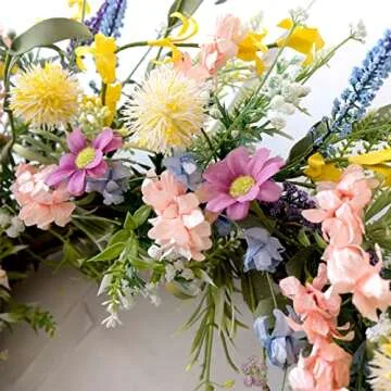 Egolot 24 Inch Colorful Flower Wreath for Every Occasion