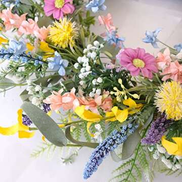 Egolot 24 Inch Colorful Flower Wreath for Every Occasion