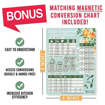 Magnetic Meal Planner for Refrigerator - Clementine Magnetic Weekly Menu Board for Kitchen Conversion Chart Magnet, Weekly Meal Planner Dry Erase Board for Refrigerator, Magnetic Menu Board for Fridge