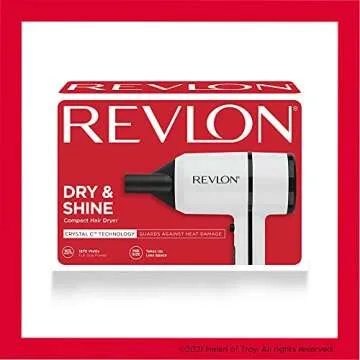 REVLON Crystal C + Ceramic Compact Hair Dryer | 1875W Blow Dryer with Crystal C Technology for Shiny Long-Lasting Shine and Less Frizz | Lightweight (White/Black)