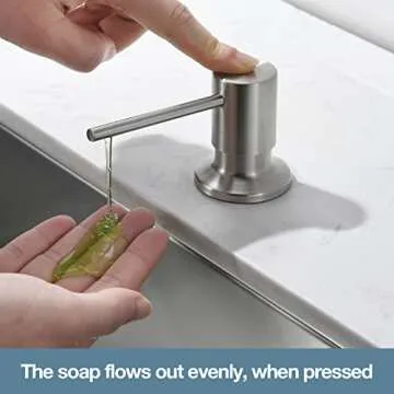 Soap Dispenser for Kitchen Sink, OUEN Brushed Nickel Built in Pump Soap Dispensers, Stainless Steel Sink Soap Dispenser or Lotion Dispenser Pump with Above the Sink Refillable 17OZ Large Liquid Bottle