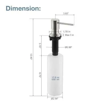 Soap Dispenser for Kitchen Sink, OUEN Brushed Nickel Built in Pump Soap Dispensers, Stainless Steel Sink Soap Dispenser or Lotion Dispenser Pump with Above the Sink Refillable 17OZ Large Liquid Bottle
