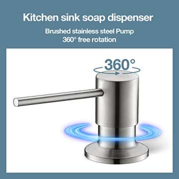 Soap Dispenser for Kitchen Sink, OUEN Brushed Nickel Built in Pump Soap Dispensers, Stainless Steel Sink Soap Dispenser or Lotion Dispenser Pump with Above the Sink Refillable 17OZ Large Liquid Bottle