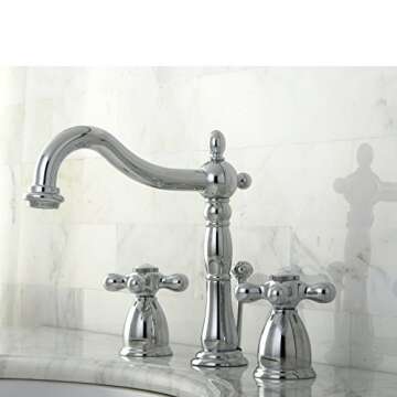 Kingston Brass KB1971AX Heritage Widespread Lavatory Faucet, Polished Chrome,8-Inch Adjustable Cente...