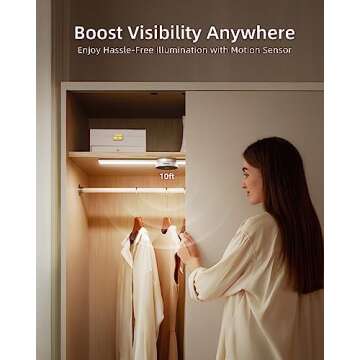 EZVALO Under Cabinet Lighting, Motion Sensor Light Indoor, 5000mAh Rechargeable Battery, Hand Sweep Hover Dimming, 3 Modes Night Light, Stick on LED Closet Light for Kitchen Wardrobe Workbench