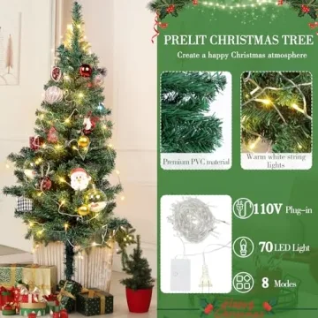 Liliful 4ft Pre Lit Artificial Christmas Tree with LED Light