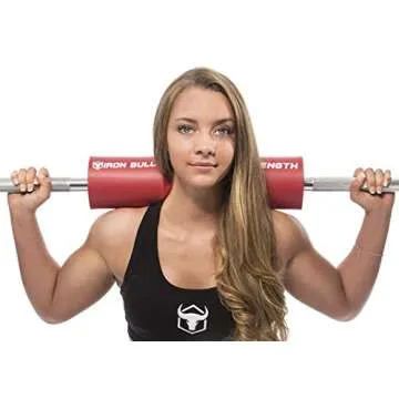 Iron Bull Strength Advanced Squat Pad - Barbell Pad for Squats, Lunges & Hip Thrusts - Neck & Shoulder Protective Pad Support (Red)
