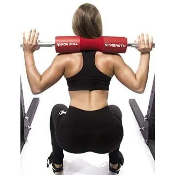 Iron Bull Strength Advanced Squat Pad - Barbell Pad for Squats, Lunges & Hip Thrusts - Neck & Shoulder Protective Pad Support (Red)