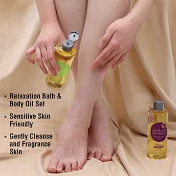 Bath and Body Oil Autumn Shower Body Oil with Sweet Almond Oil Jojoba Oil and Shea Butter, Lavender ...