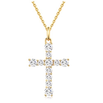 S.Leaf Cross Necklace – Elegant Gold & Diamond Cross Pendant for Women