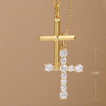 S.Leaf Gold Diamond Cross Necklace for Women