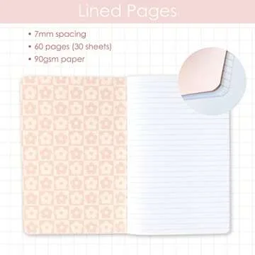 THiNKABLE Cute Journal Set, 4 Pack Pastel Notebooks, A5 60 Pages, Green Pink Aesthetic Notebook for Girls, Pretty Stationery, Travel Journal for Women Lined Paper, Soft Cover Journals