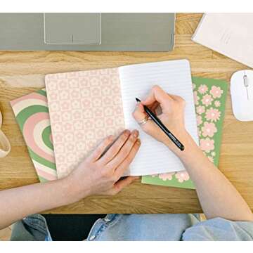 THiNKABLE Cute Journal Set, 4 Pack Pastel Notebooks, A5 60 Pages, Green Pink Aesthetic Notebook for Girls, Pretty Stationery, Travel Journal for Women Lined Paper, Soft Cover Journals