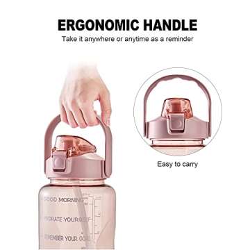 EYQ Half Gallon Water Bottles with Times to Drink, 64oz Leakproof Free Drinking Motivational Water Bottle, BPA Free for Fitness, Gym and Outdoor Sports (Pink)