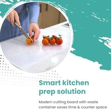 Acrylic Cutting Board with Counter Lip, Waste container, Clear Cutting Boards for Kitchen Counter Non Slip, 18 x13 Inch, Clear, Large Cutting Board for Countertop, Apartment Essentials Kitchen Gifts