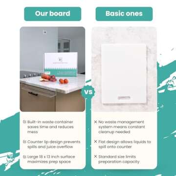 Acrylic Cutting Board with Counter Lip, Waste container, Clear Cutting Boards for Kitchen Counter Non Slip, 18 x13 Inch, Clear, Large Cutting Board for Countertop, Apartment Essentials Kitchen Gifts