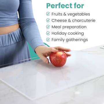 Acrylic Cutting Board with Counter Lip, Waste container, Clear Cutting Boards for Kitchen Counter Non Slip, 18 x13 Inch, Clear, Large Cutting Board for Countertop, Apartment Essentials Kitchen Gifts