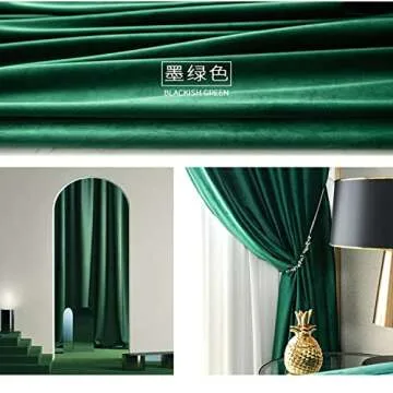 SOFJAGETQ Christmas Green Velvet Curtains 96 inch Long-Room Darkening Rod Pocket Super Soft Luvury Curtains for Living Room and Bedroom, Decoration Window Curtain Panels,Emerbard Green